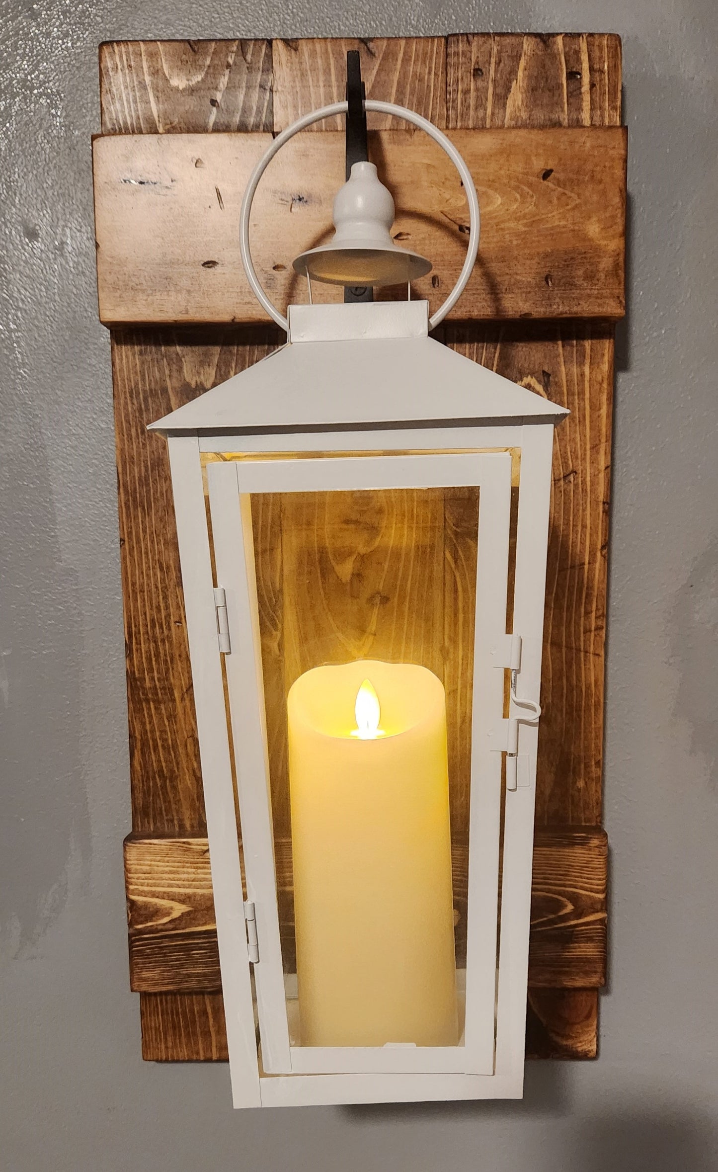 Rustic White Lantern Sconce