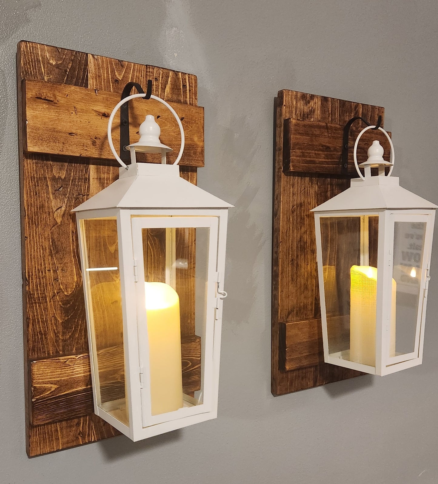 Rustic White Lantern Sconce