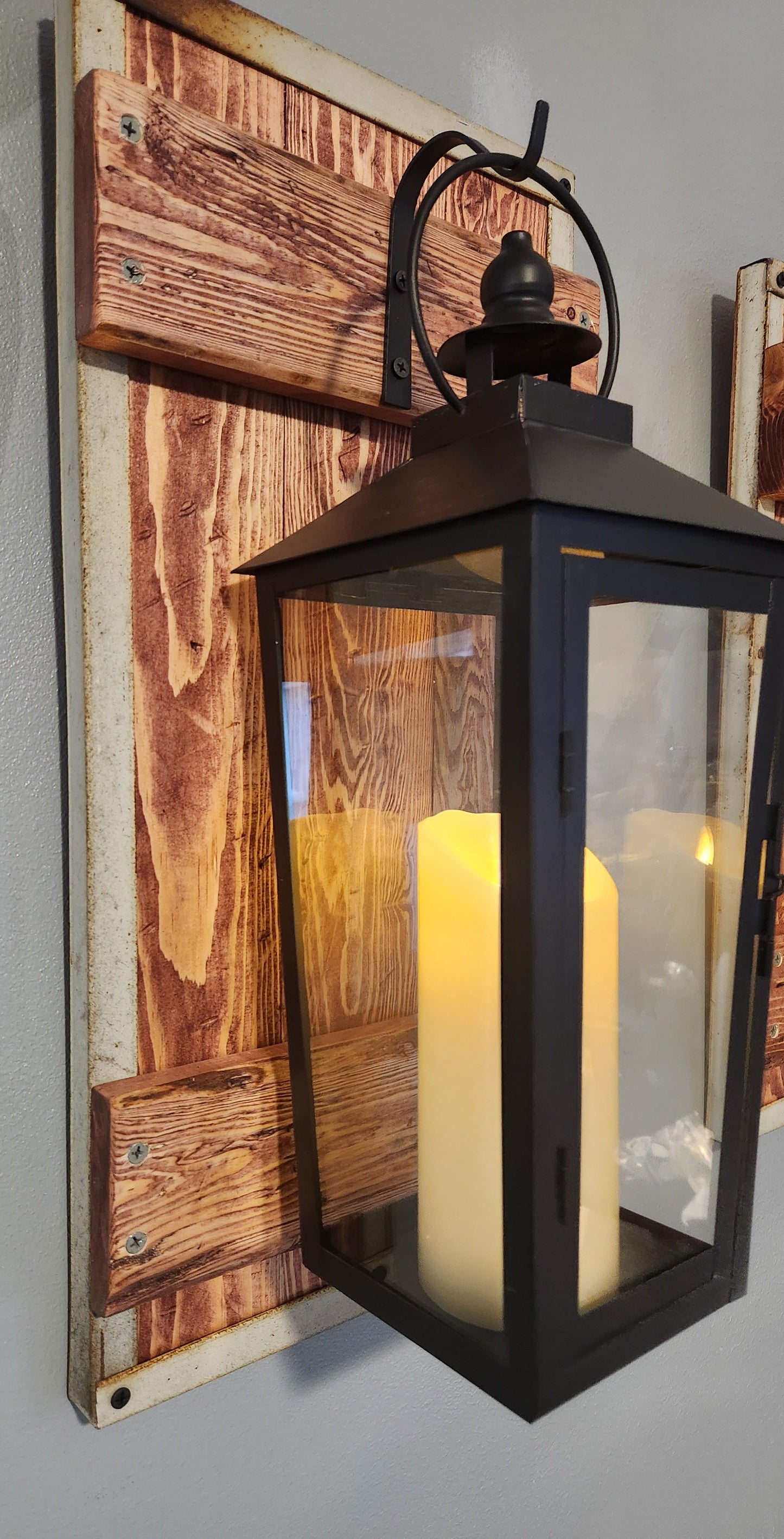 Rustic Black Lantern Sconces
