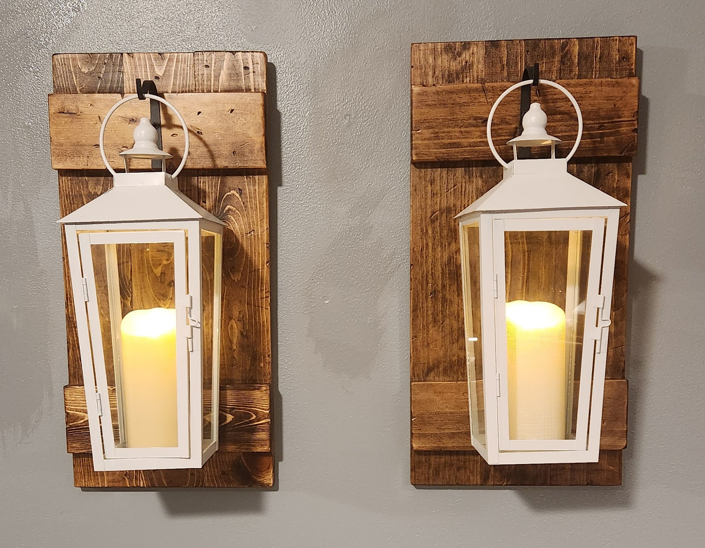 Rustic White Lantern Sconce