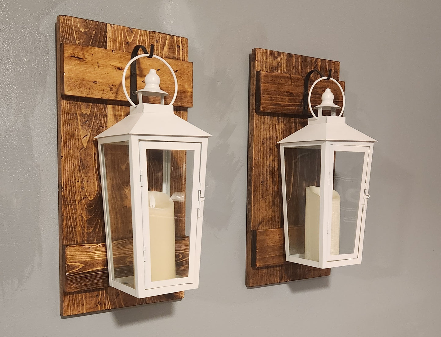 Rustic White Lantern Sconce