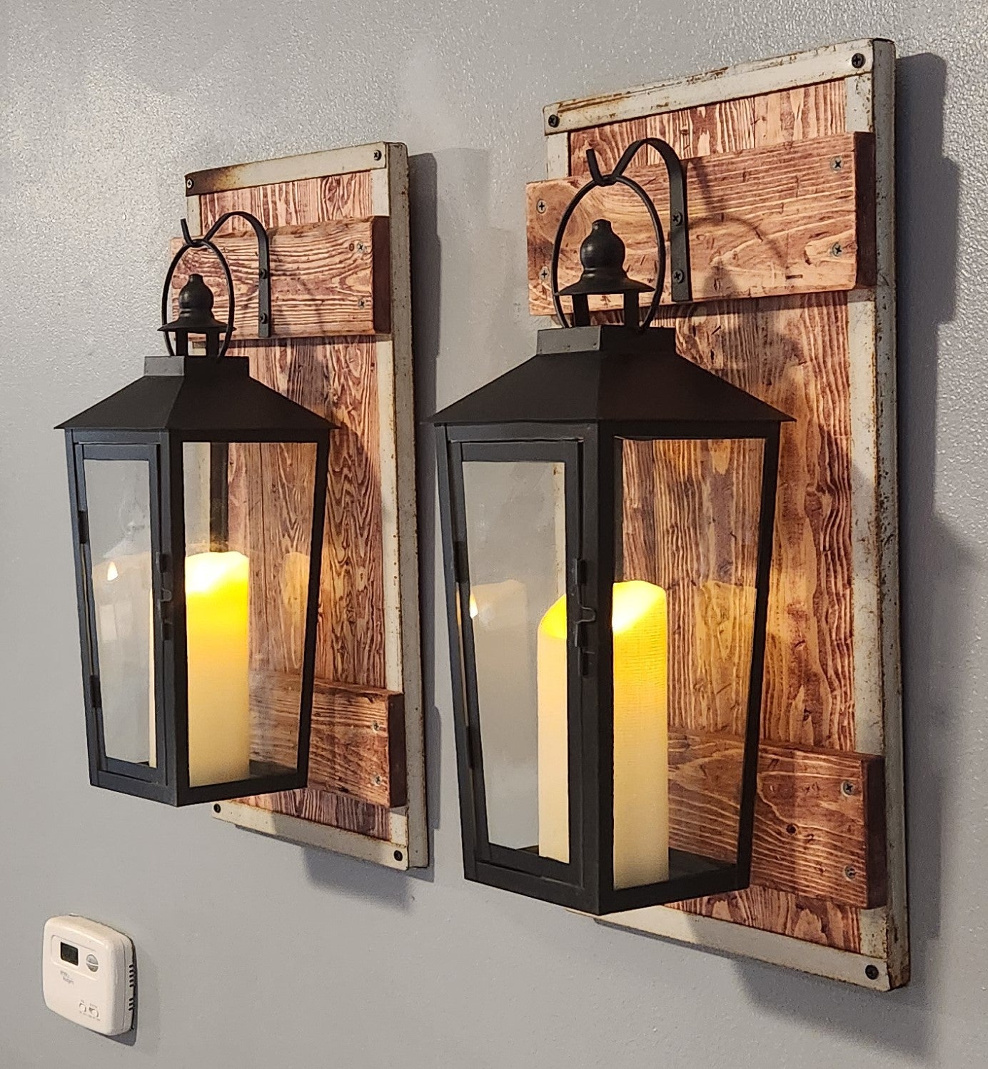 Rustic Black Lantern Sconces