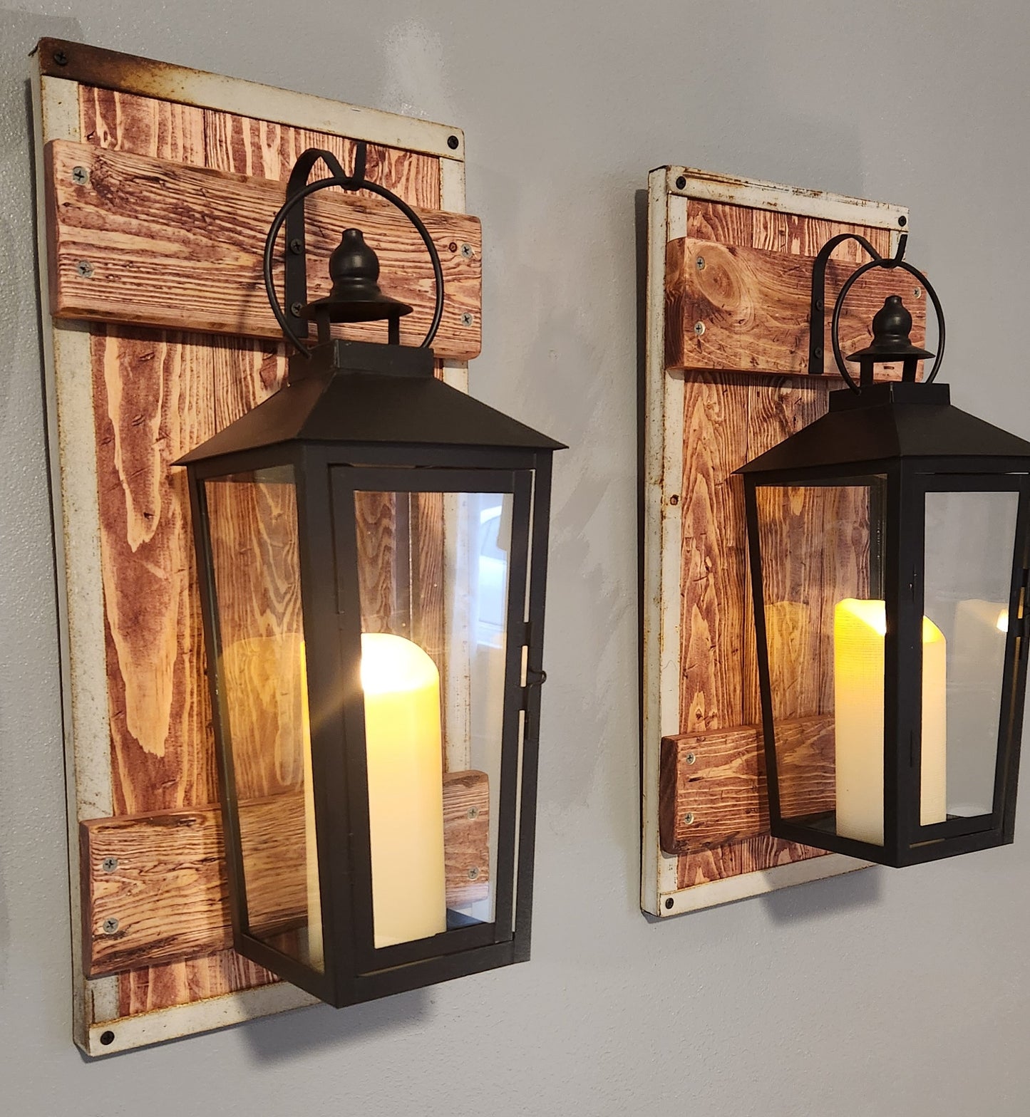 Rustic Black Lantern Sconces