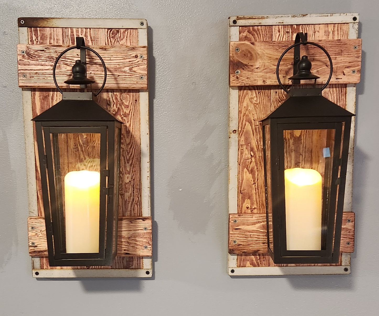 Rustic Black Lantern Sconces