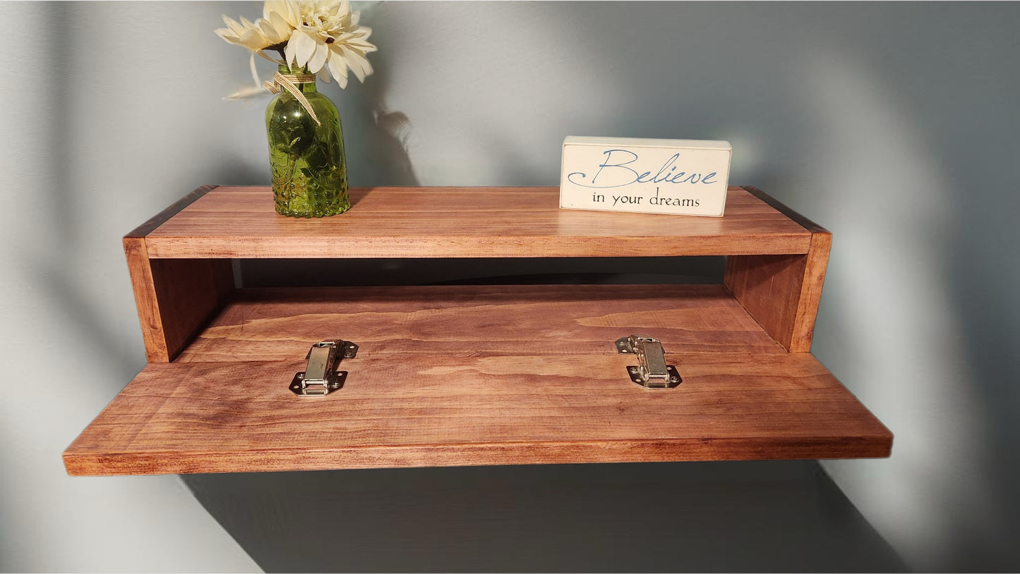 Rustic “Mahogany” stained shelf with secret compartment