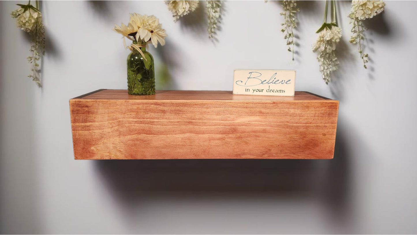 Rustic “Mahogany” stained shelf with secret compartment