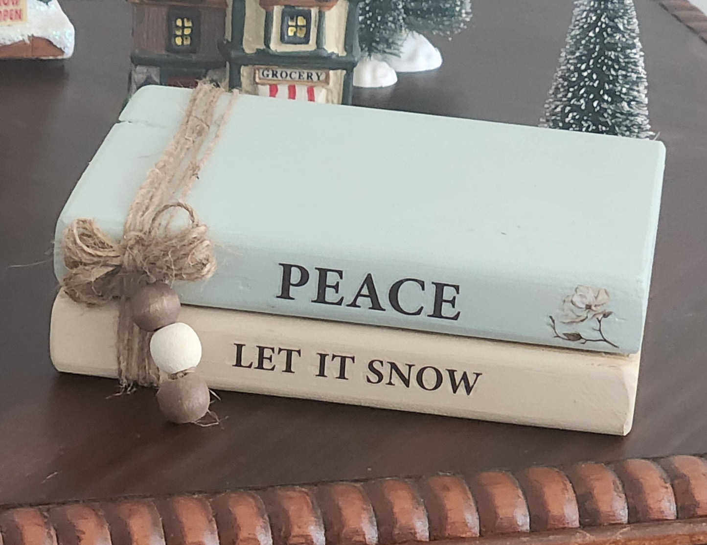 "Peace - Let it snow" wood book