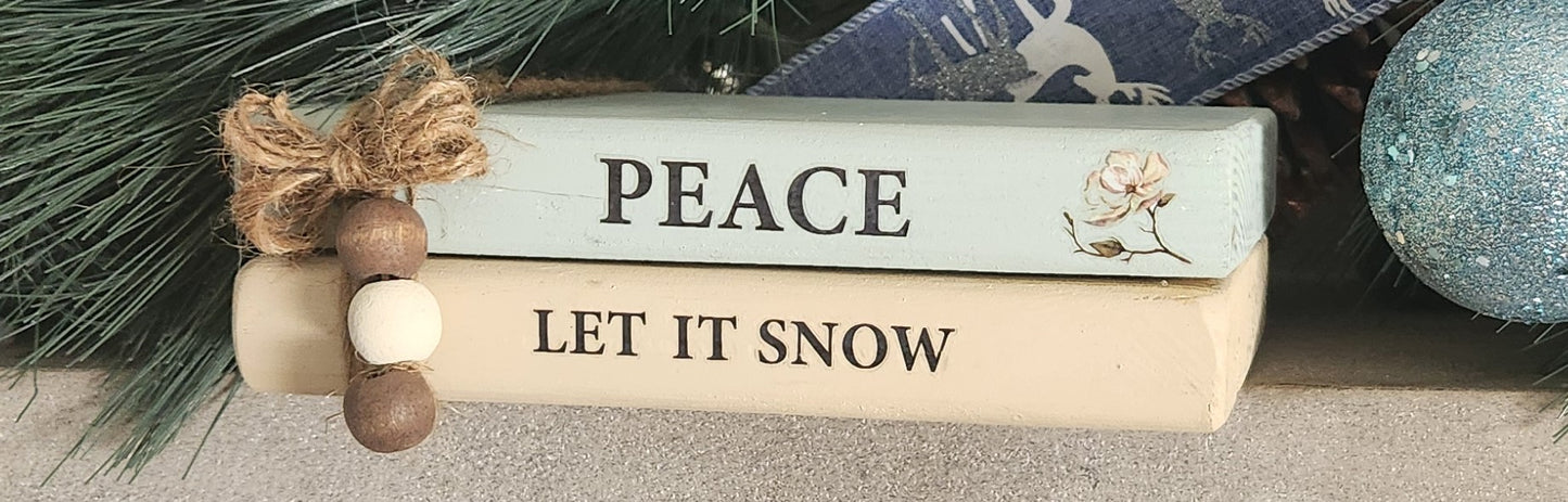 "Peace - Let it snow" wood book