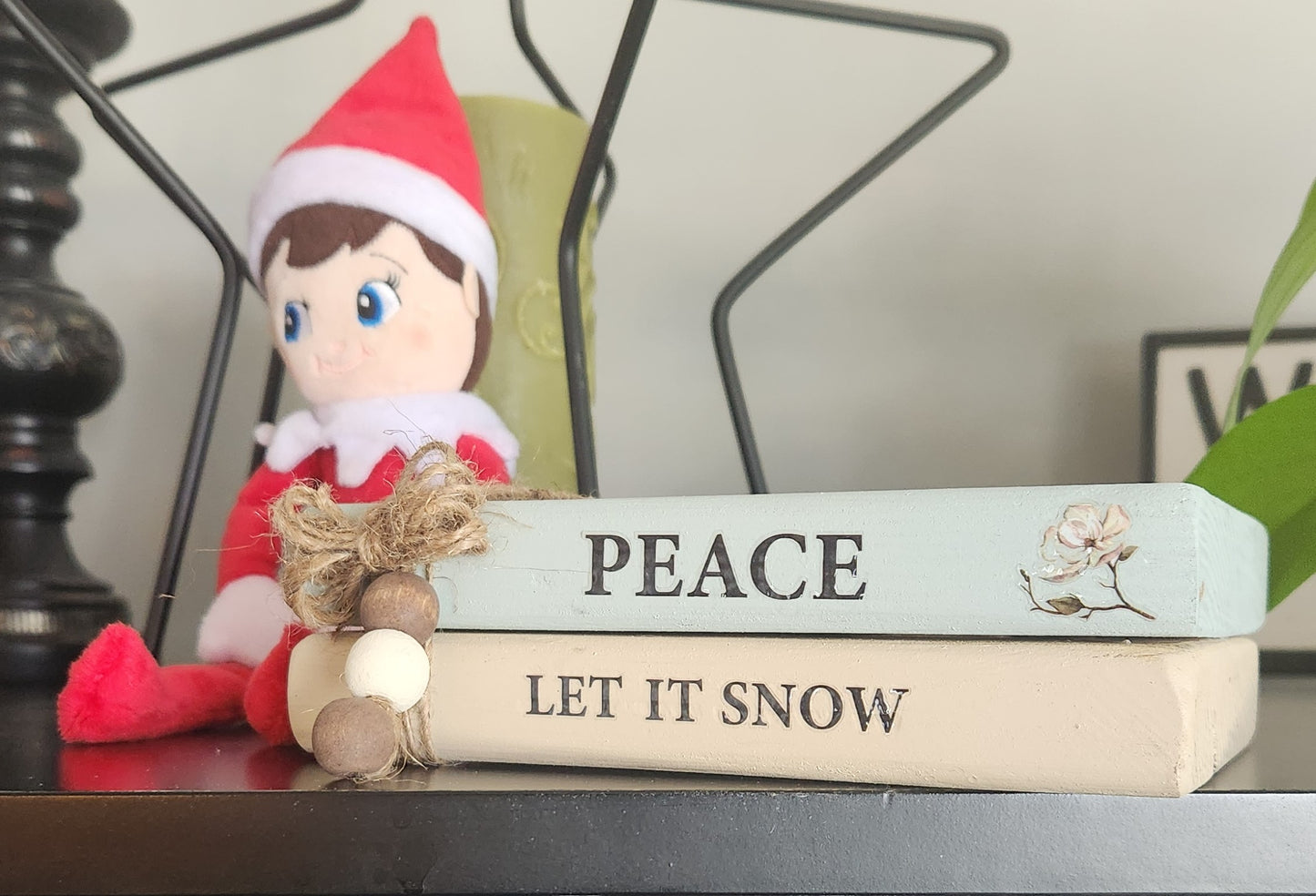 "Peace - Let it snow" wood book