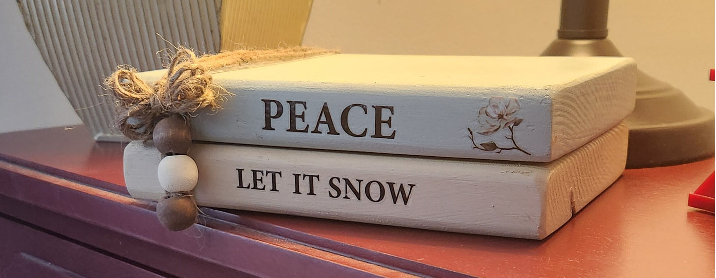 "Peace - Let it snow" wood book