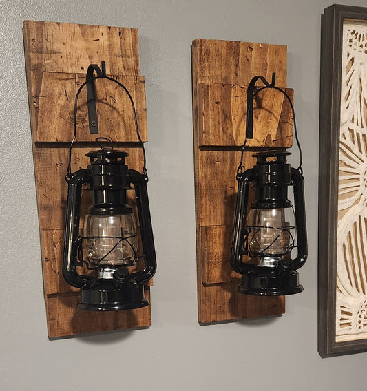 Black lantern wall sconce