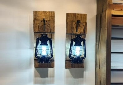 Black lantern wall sconce