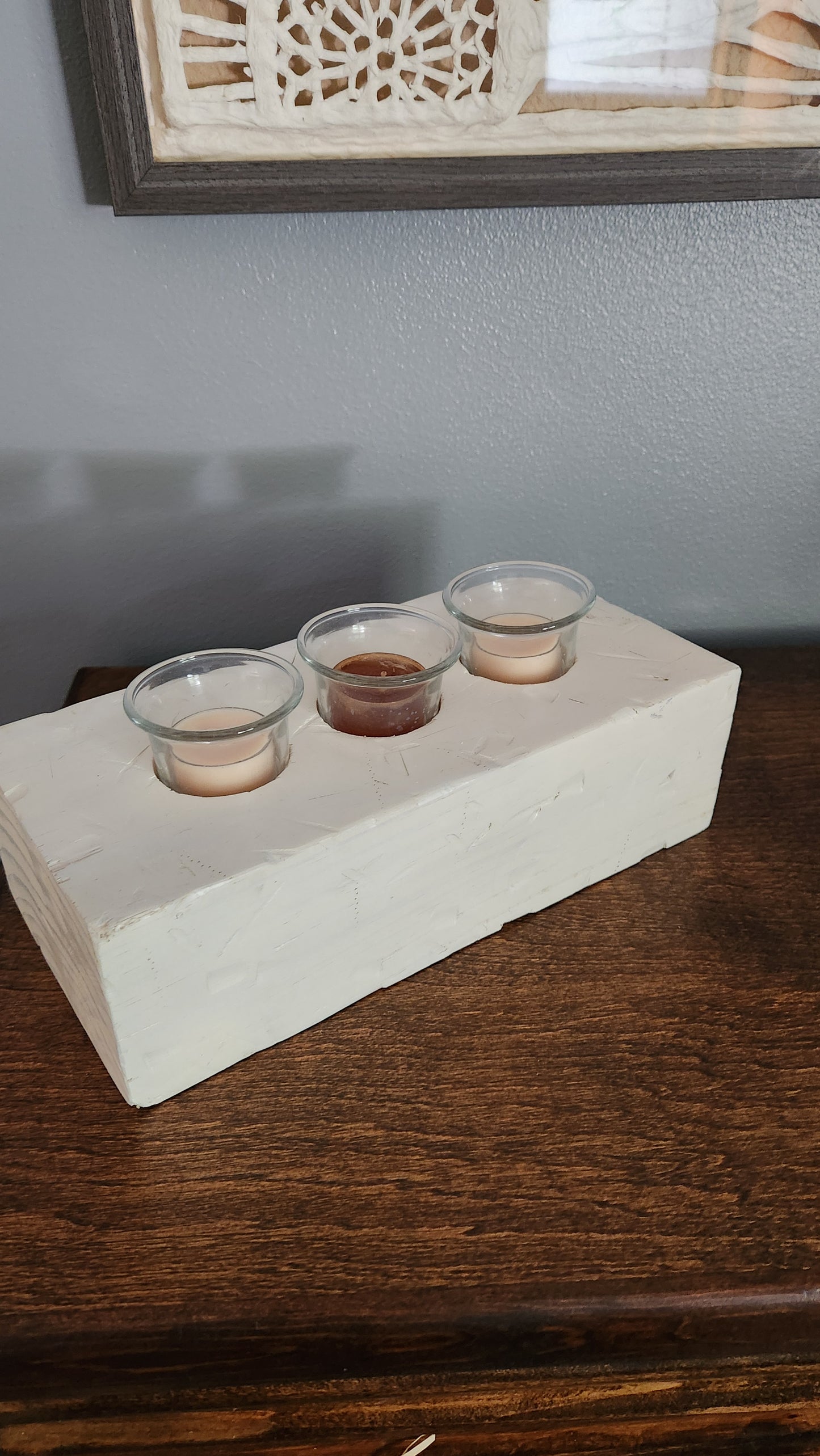 Rustic block tea light holder