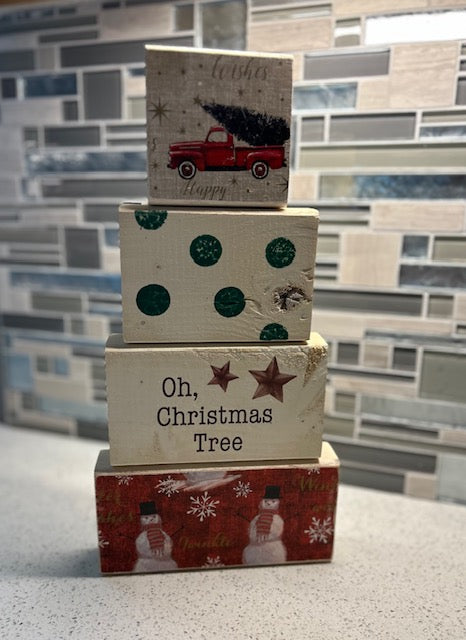 Rustic Wooden Block Christmas Tree